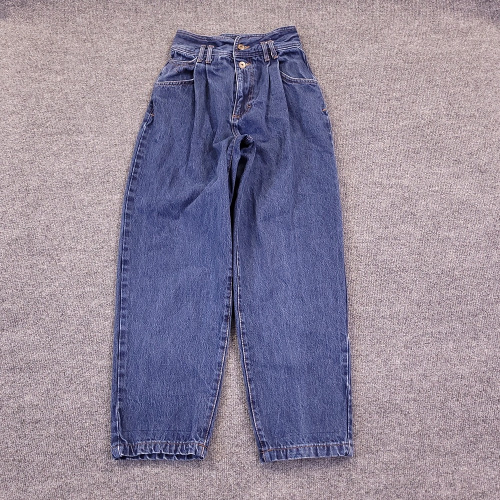 Zara Baggy Fit Mom Sz 2 (24X26) High Rise Pleated‎ Button Fly Blue Denim